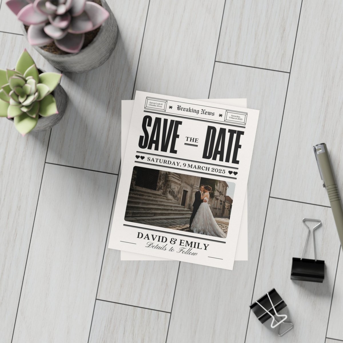 Custom Newspaper Wedding Announcement Postcard Bundle (Portrait) - My Wedding Journey