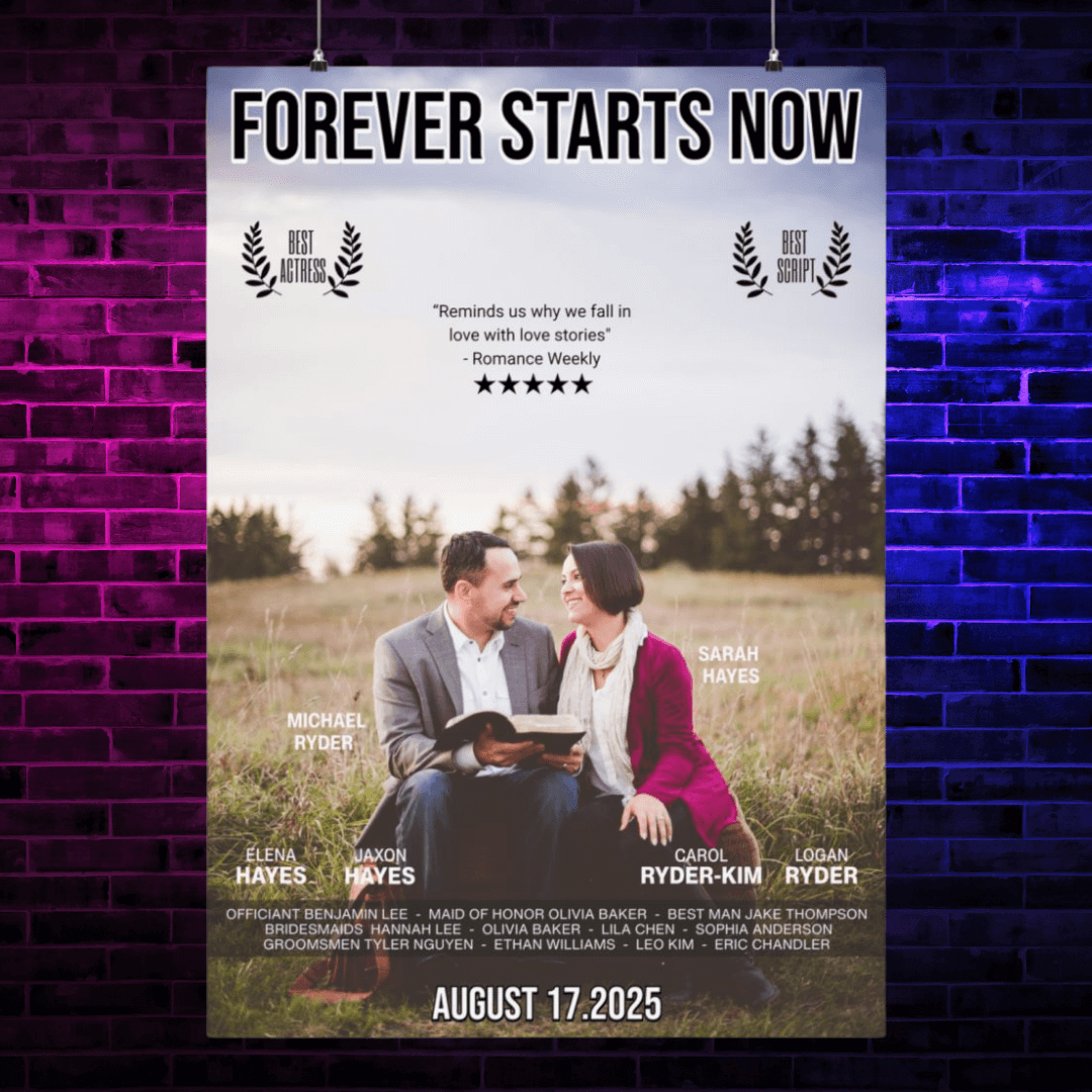 Personalized Hollywood - Style Save - the - Date Poster - My Wedding Journey
