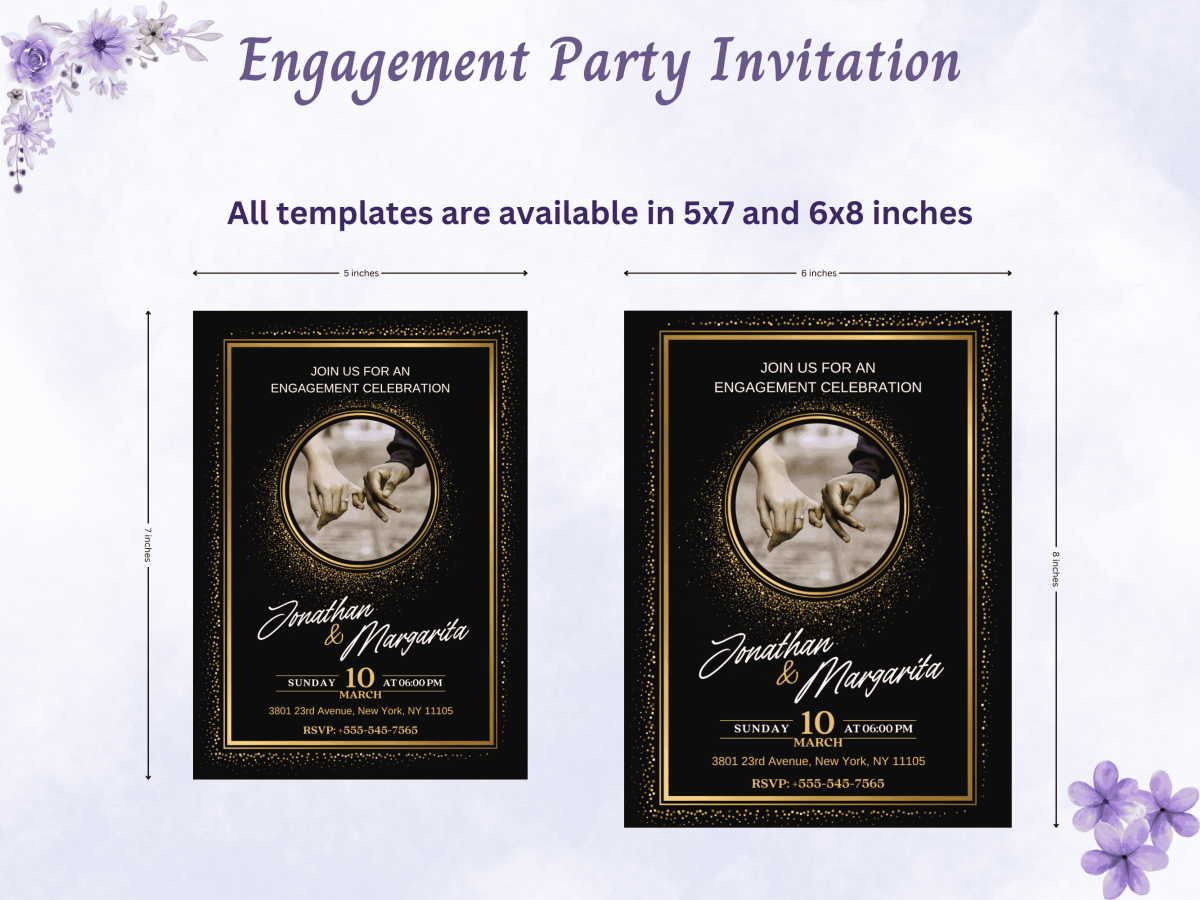 Editable Engagement Party Photo Invitation Templates Bundle (5x7 and 6x8 inches) - My Wedding Journey
