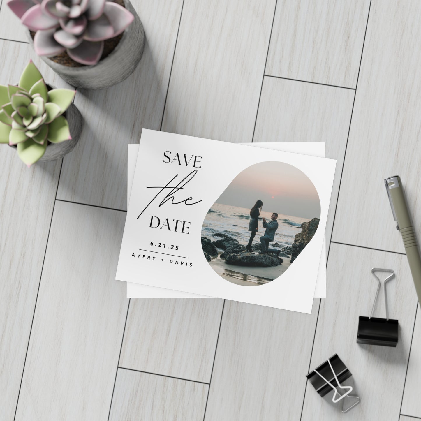 Personalized Save-the-Date Postcard Bundle with Envelopes (Horizontal)