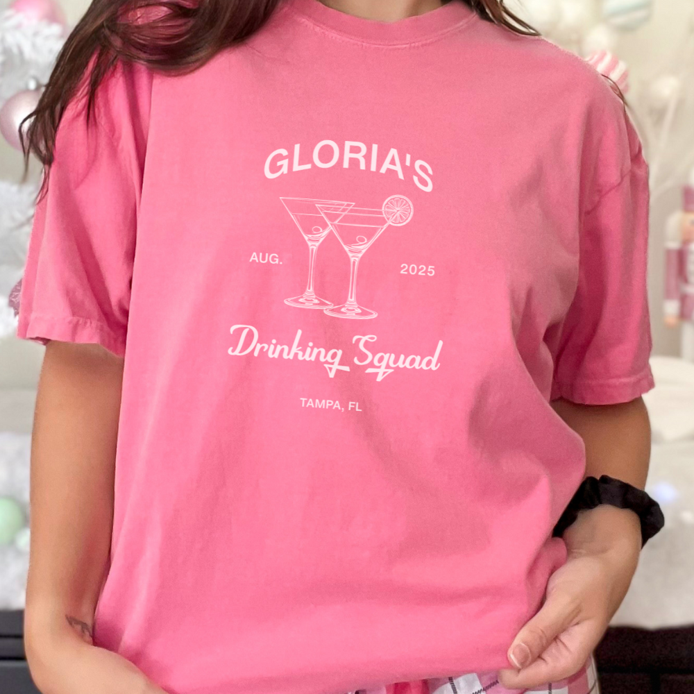 Personalized Bachelorette Party Matching Group Shirts with Bride's Name, Date & Location