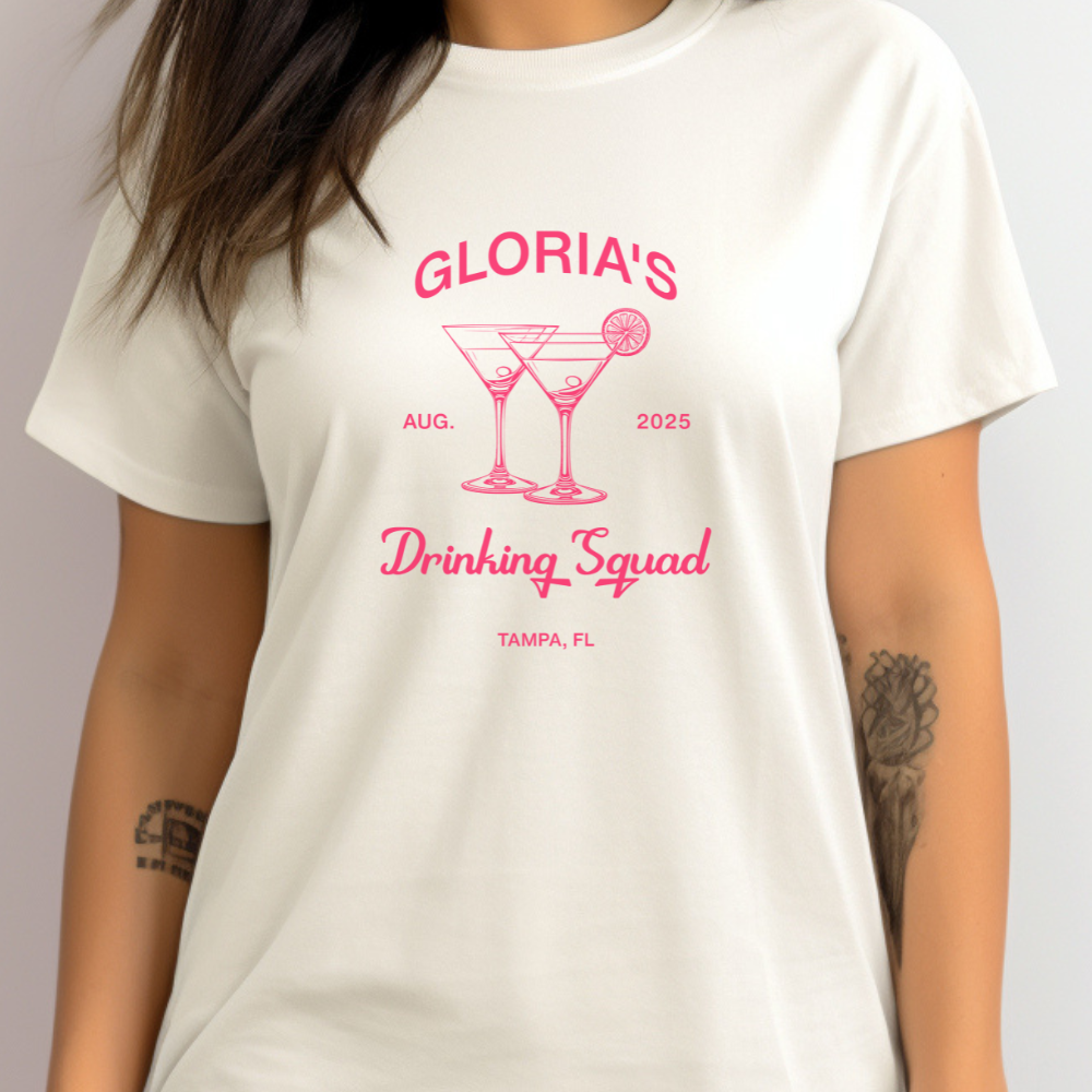 Personalized Bachelorette Party Matching Group Shirts with Bride's Name, Date & Location