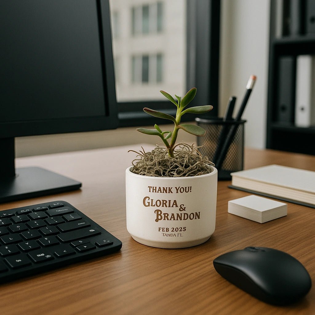 Personalized Eco - Friendly Mini Desk Plant Wedding Keepsake - My Wedding Journey
