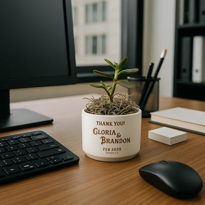 Personalized Eco - Friendly Mini Desk Plant Wedding Keepsake - My Wedding Journey
