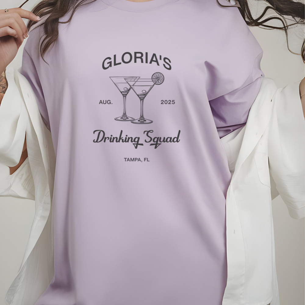 Personalized Bachelorette Party Matching Group Shirts with Bride's Name, Date & Location