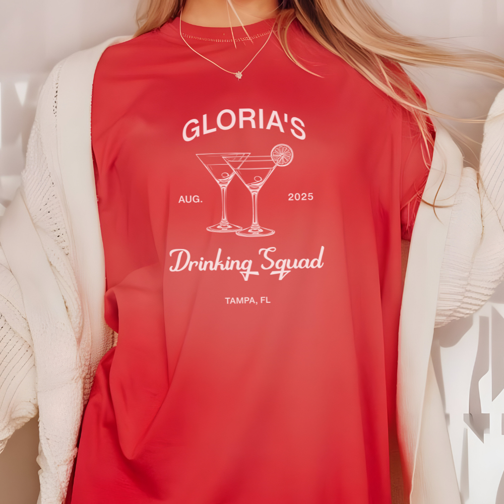 Personalized Bachelorette Party Matching Group Shirts with Bride's Name, Date & Location