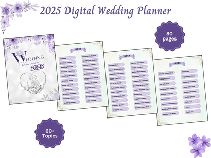 2025 Digital Wedding Planner (Budget Tracker, Venues, Flowers, Guest List, Seating Arrangements, and more)