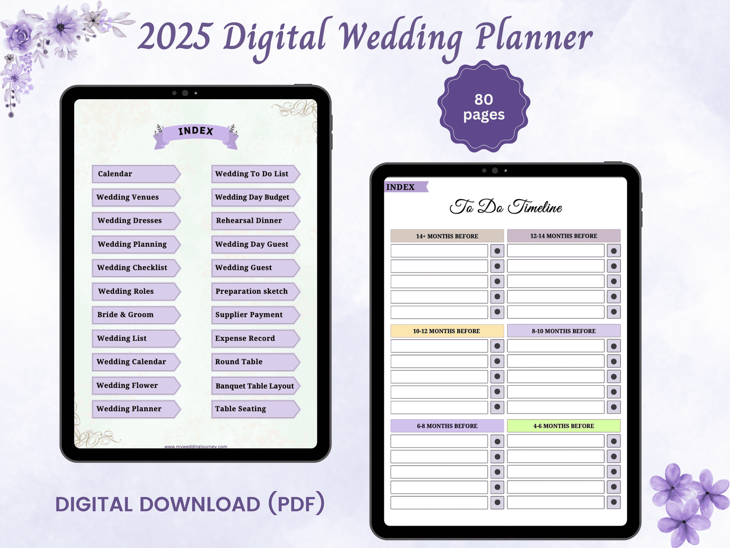 2025 Digital Wedding Planner (Budget Tracker, Venues, Flowers, Guest List, Seating Arrangements, and more)